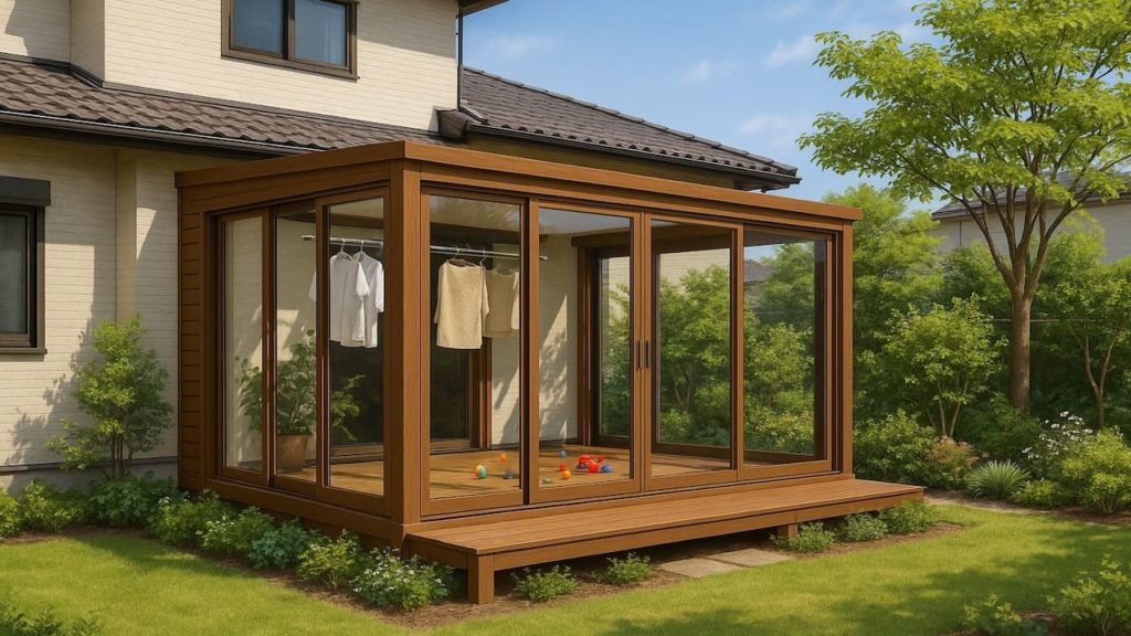 磐田市の戸建て外構に施工されたテラス囲い・サンルームのイメージ