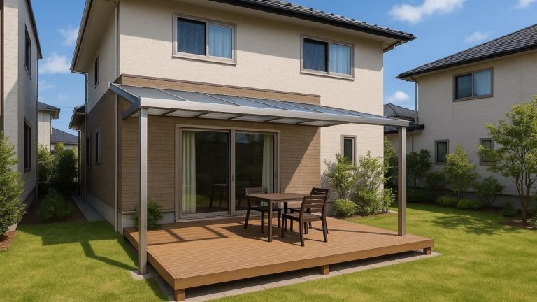 磐田市の戸建て外構に施工されたテラス屋根のイメージ