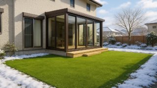 【岩手県】人工芝の費用|掃除しやすい敷き方5選 岩手県の戸建て外構に施工された人工芝のイメージ