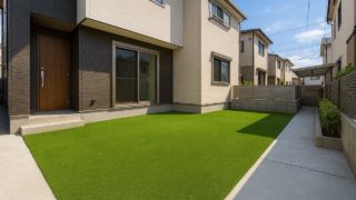 和泉市の戸建て外構に施工された人工芝のイメージ