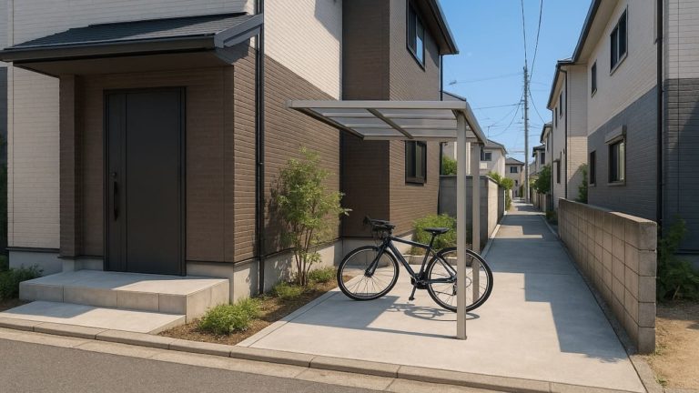 和泉市の戸建て外構に施工された自転車置き場のイメージ