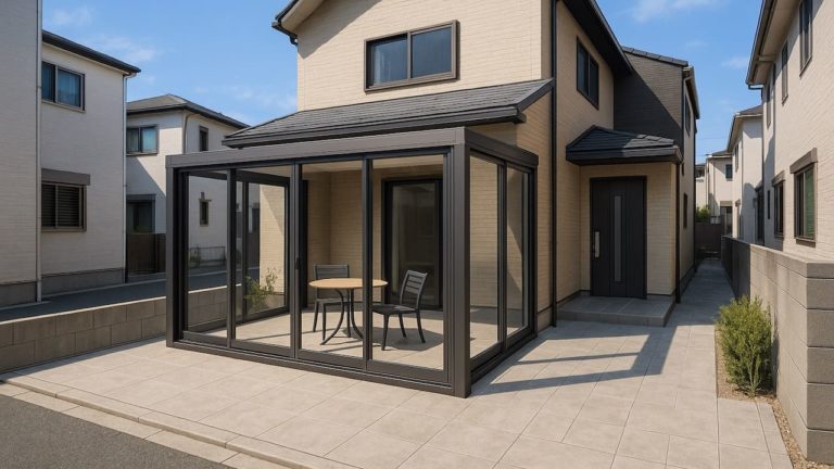 和泉市の戸建て外構に施工されたテラス囲い・サンルームのイメージ