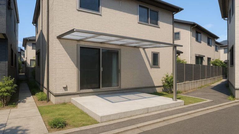 和泉市の戸建て外構に施工されたテラス屋根のイメージ