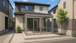 泉佐野市の戸建て外構に施工されたテラス囲い・サンルームのイメージ