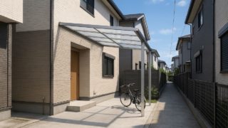 泉佐野市の戸建て外構に施工されたテラス屋根のイメージ