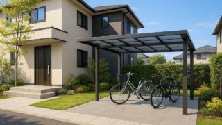 出雲市の戸建て外構に施工された自転車置き場のイメージ