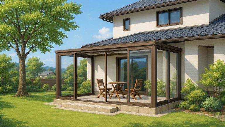 出雲市の戸建て外構に施工されたテラス囲い・サンルームのイメージ