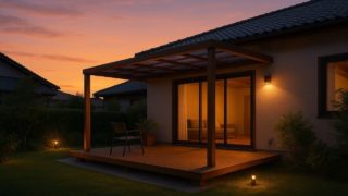 出雲市の戸建て外構に施工されたテラス屋根のイメージ