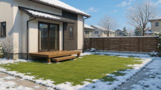 上越市の戸建て外構に施工された人工芝のイメージ