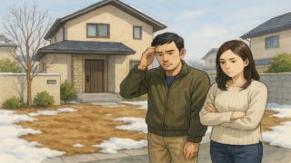 上越市の外構工事の失敗にがっかりする夫婦のイメージ