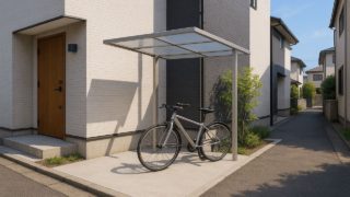 【門真市】自転車置き場の価格相場|家族がラクになる理由 門真市の戸建て外構に施工された自転車置き場のイメージ