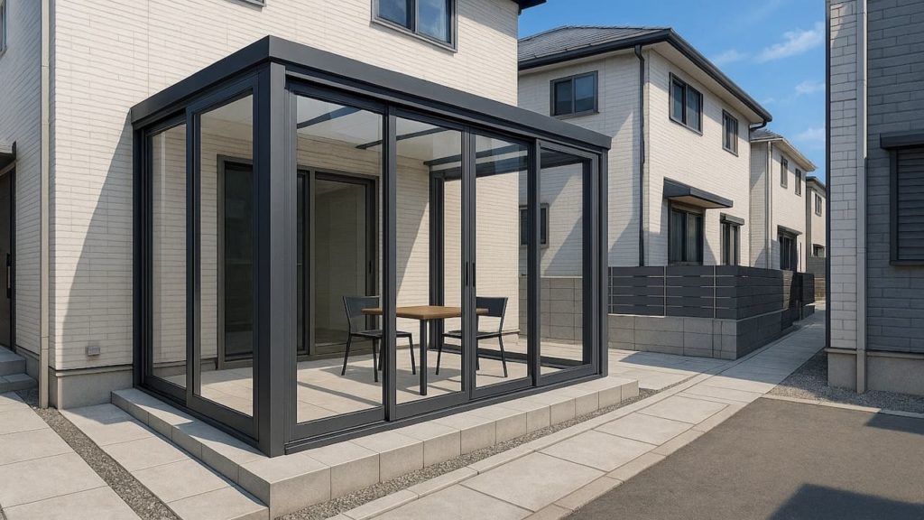 門真市の戸建て外構に施工されたテラス囲い・サンルームのイメージ