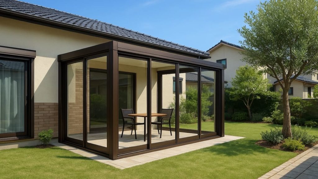 香川県の戸建て外構に施工されたテラス囲い・サンルームのイメージ