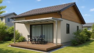 香川県の戸建て外構に施工されたテラス屋根のイメージ