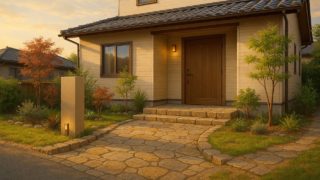 鹿児島県の戸建て外構に施工された玄関アプローチのイメージ