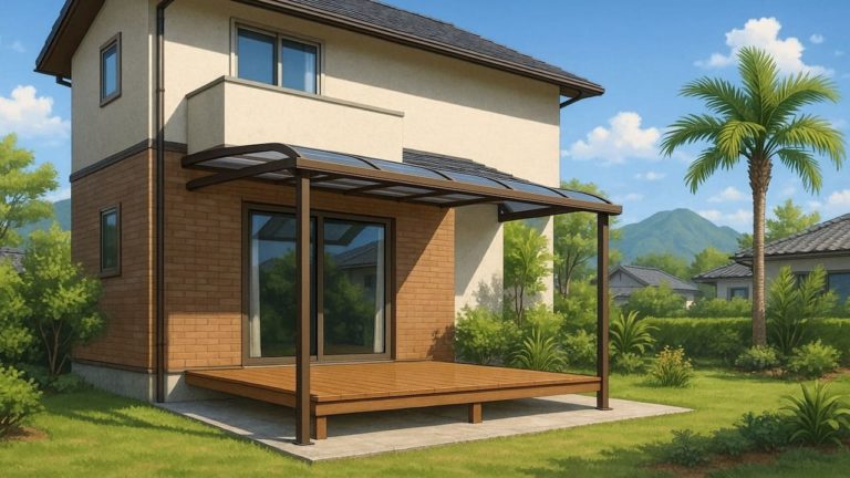 鹿児島県の戸建て外構に施工されたテラス屋根のイメージ