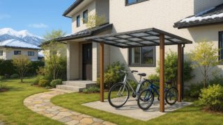 甲斐市の戸建て外構に施工された自転車置き場のイメージ