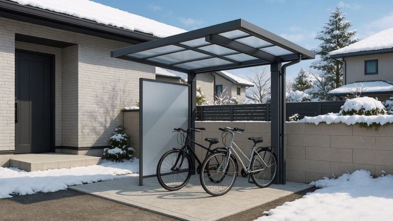 甲斐市の戸建て外構に施工されたサイクルポートのイメージ