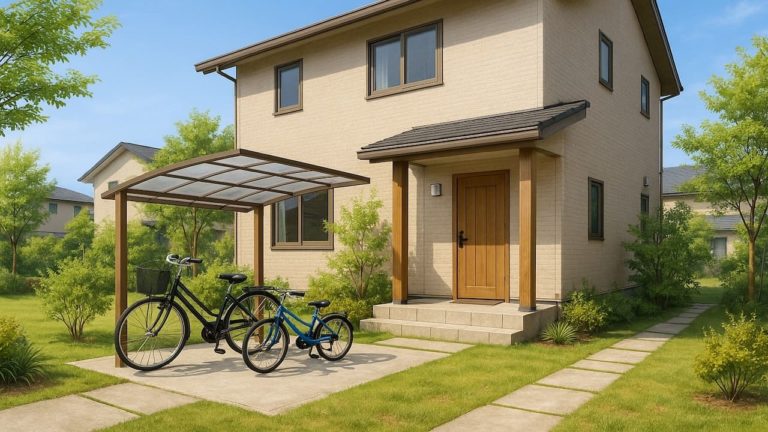 各務原市の戸建て外構に施工された自転車置き場のイメージ