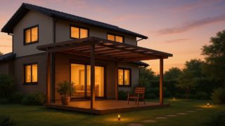 各務原市の戸建て外構に施工されたテラス屋根のイメージ