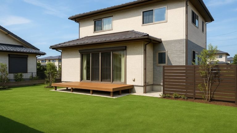 掛川市の戸建て外構に施工された人工芝のイメージ