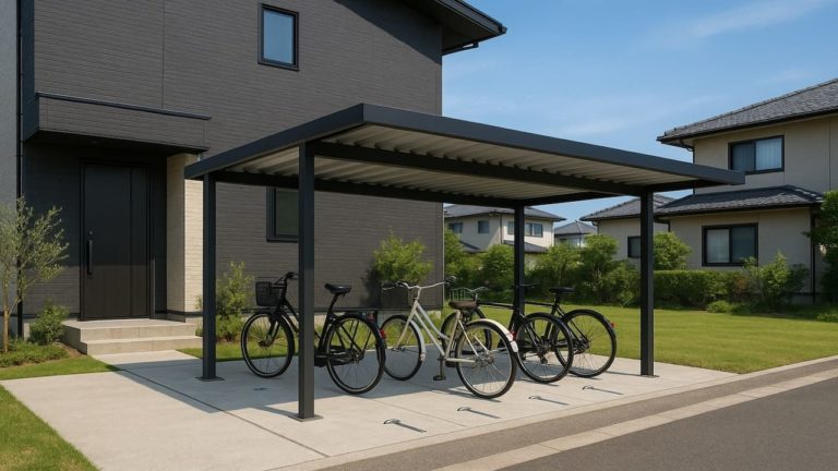 掛川市の戸建て外構に施工されたサイクルポートのイメージ