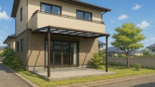 【加古川市】テラス屋根の価格相場|費用を抑えても失敗しない選び方 加古川市の戸建て外構に施工されたテラス屋根のイメージ