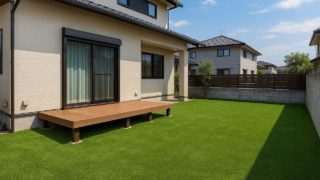鎌ケ谷市の戸建て外構に施工された人工芝のイメージ