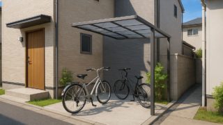【鎌ケ谷市】自転車置き場の費用差|子ども用も考えるかで変わる 鎌ケ谷市の戸建て外構に施工された自転車置き場のイメージ