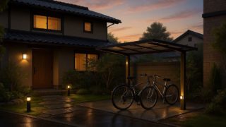 鎌倉市の戸建て外構に施工された自転車置き場のイメージ