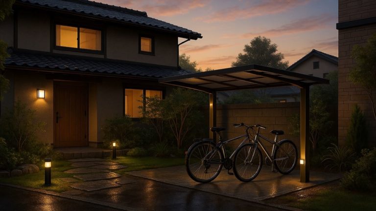 鎌倉市の戸建て外構に施工された自転車置き場のイメージ