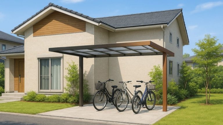 鎌倉市の戸建て外構に施工されたサイクルポートのイメージ