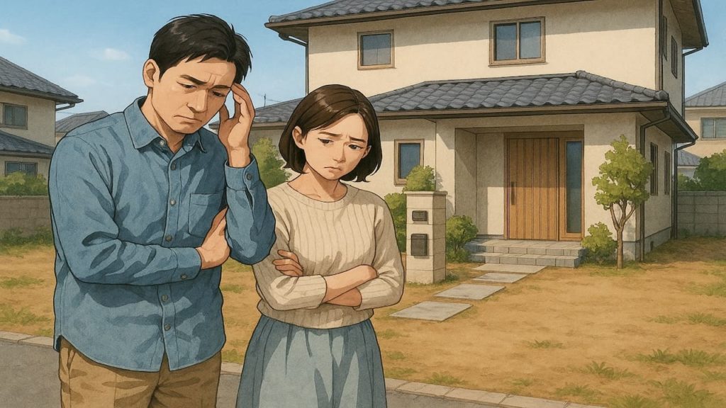 鎌倉市の外構工事の失敗にがっかりする夫婦のイメージ