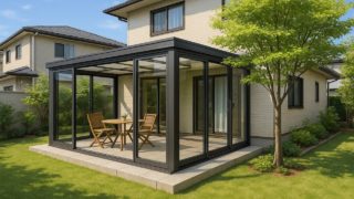 鎌倉市の戸建て外構に施工されたテラス囲い・サンルームのイメージ