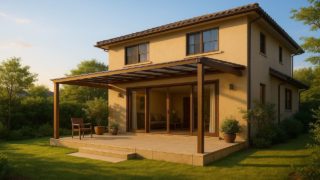 鎌倉市の戸建て外構に施工されたテラス屋根のイメージ