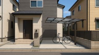 亀岡市の戸建て外構に施工されたサイクルポートのイメージ
