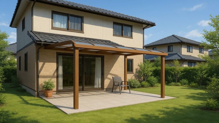 亀岡市の戸建て外構に施工されたテラス屋根のイメージ