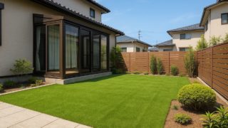 神奈川県の戸建て外構に施工された人工芝のイメージ