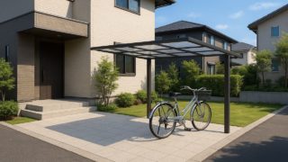 【神奈川県】自転車置き場の費用相場|サイクルポートとの違いも確認 神奈川県の戸建て外構に施工された自転車置き場のイメージ