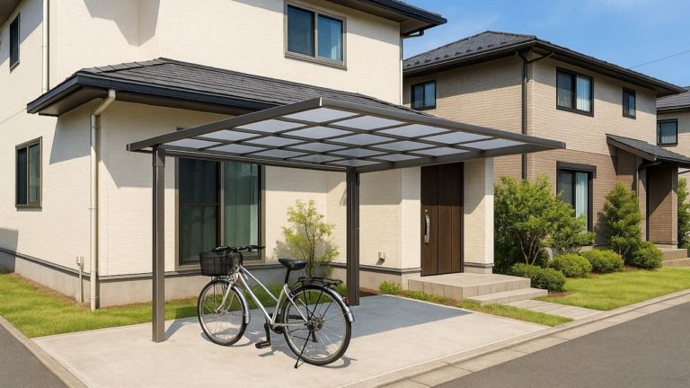 神奈川県の戸建て外構に施工されたサイクルポートのイメージ