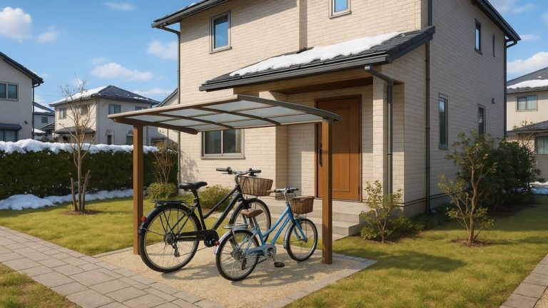 金沢市の戸建て外構に施工された自転車置き場のイメージ