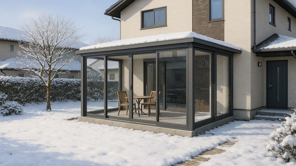 金沢市の戸建て外構に施工されたテラス囲い・サンルームのイメージ