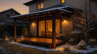 金沢市の戸建て外構に施工されたテラス屋根のイメージ