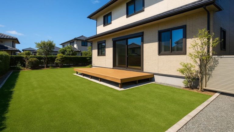 関西地方の戸建て外構に施工された人工芝のイメージ