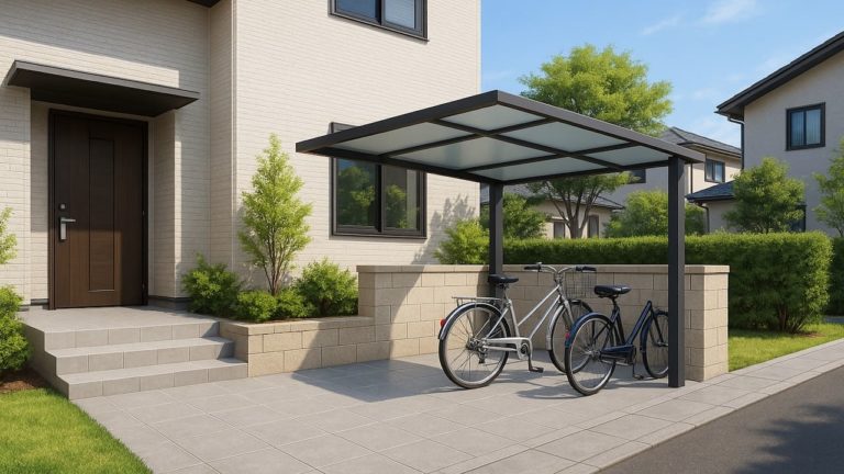 関西地方の戸建て外構に施工された自転車置き場のイメージ