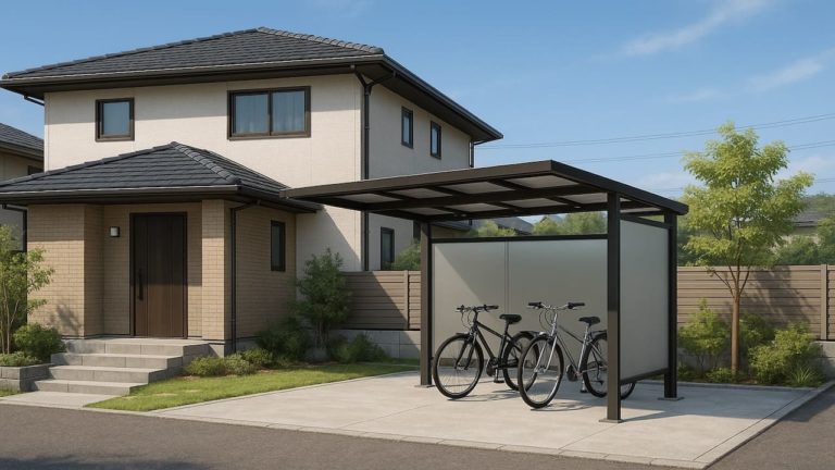 関西地方の戸建て外構に施工されたサイクルポートのイメージ