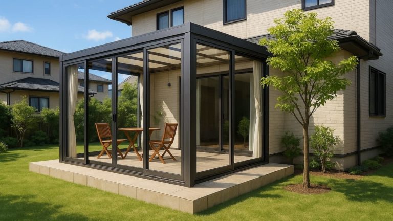 関西地方の戸建て外構に施工されたテラス囲い・サンルームのイメージ