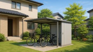 鹿沼市の戸建て外構に施工された自転車置き場のイメージ