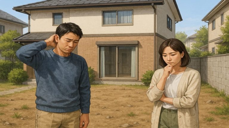 鹿沼市の外構工事の失敗にがっかりする夫婦のイメージ