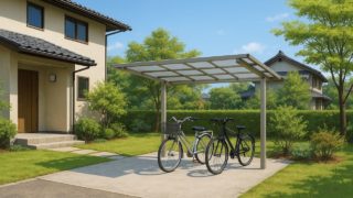 唐津市の戸建て外構に施工された自転車置き場のイメージ